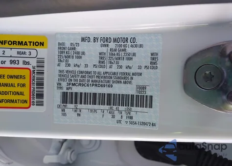 2023 Ford Bronco Sport Outer Banks из США, поврежденный, VIN 3FMCR9C61PRD69169